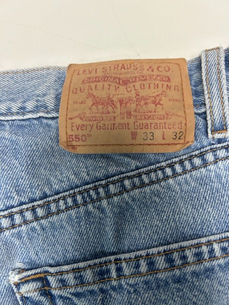 Vintage 90s Levis 550 Red Tab Light Wash Denim Pants Size 30 Made In USA