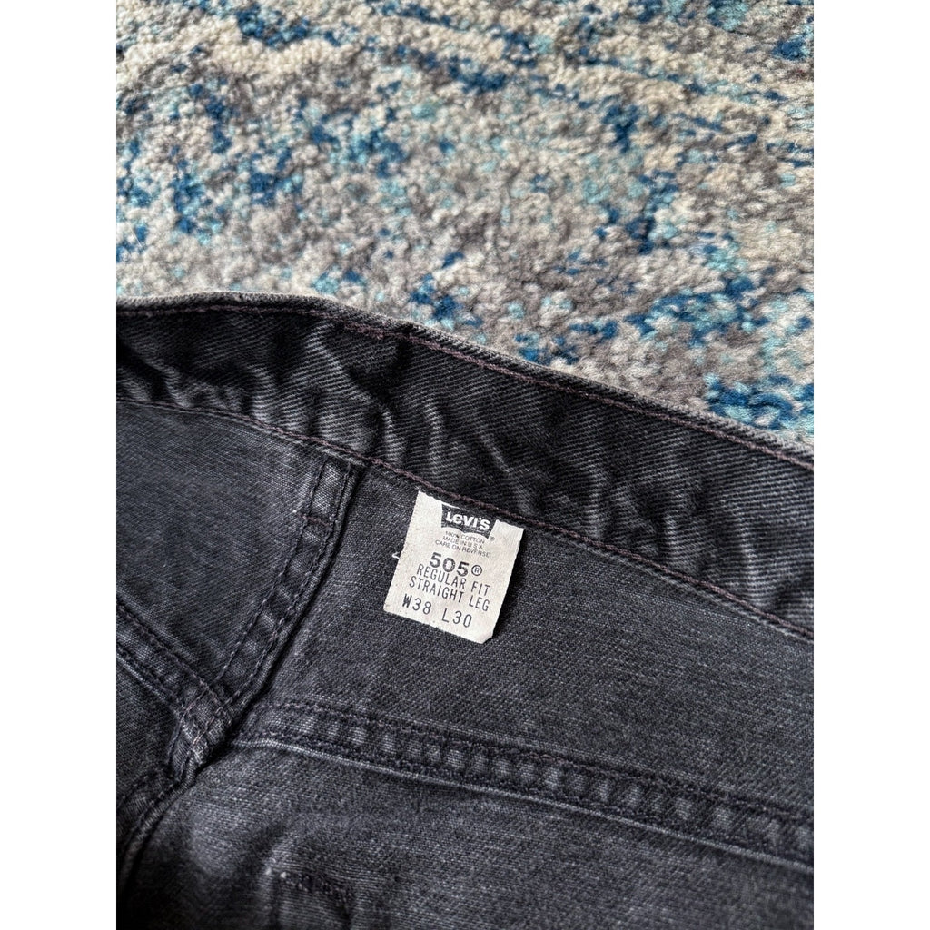 Vintage Levis 505 Red Tab Regular Fit Black Wash Denim Pants Size 38