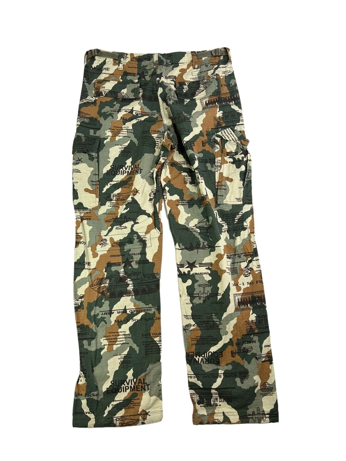 Vintage 90s Survival Equipment Ripstop Woodland Camo Cargo Pants Size 34