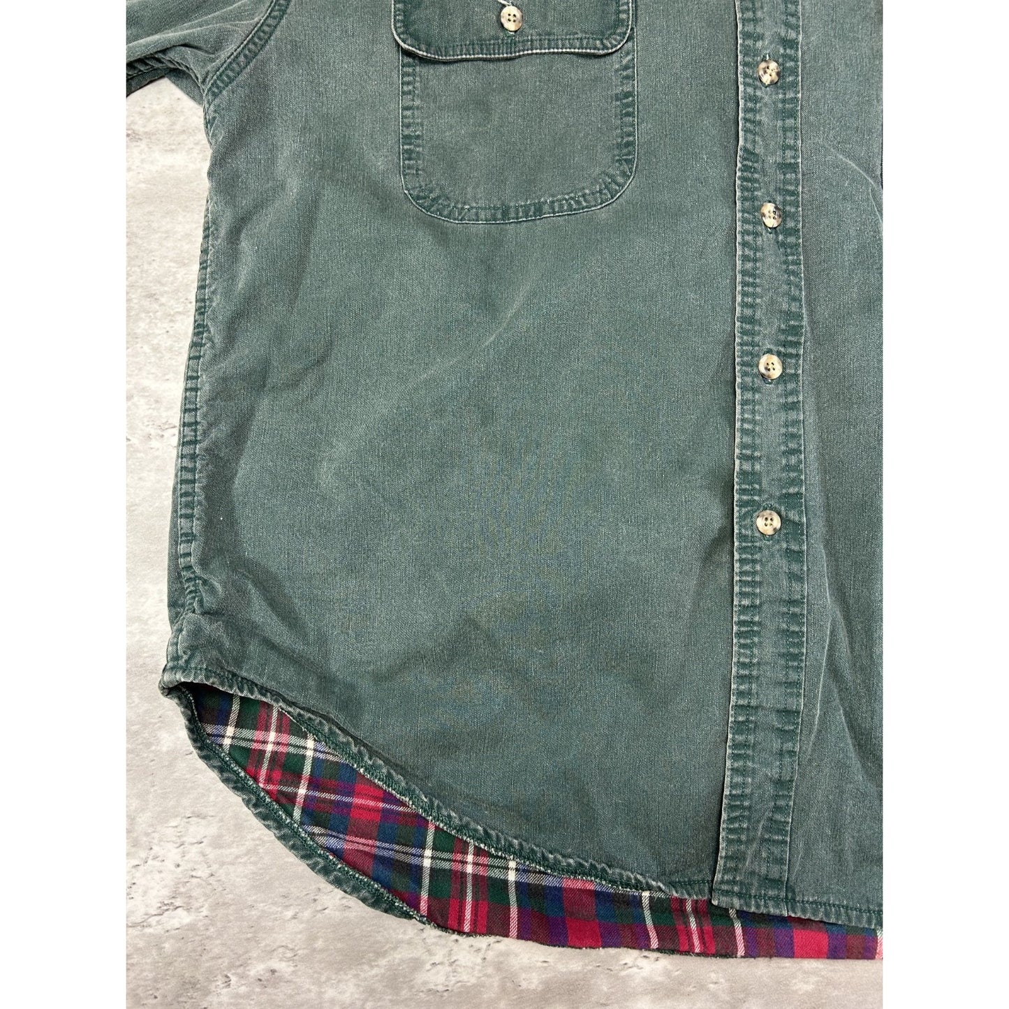 Vintage 90s Eddie Bauer Long Sleeve Double Pocket Button Up Shirt Size Large