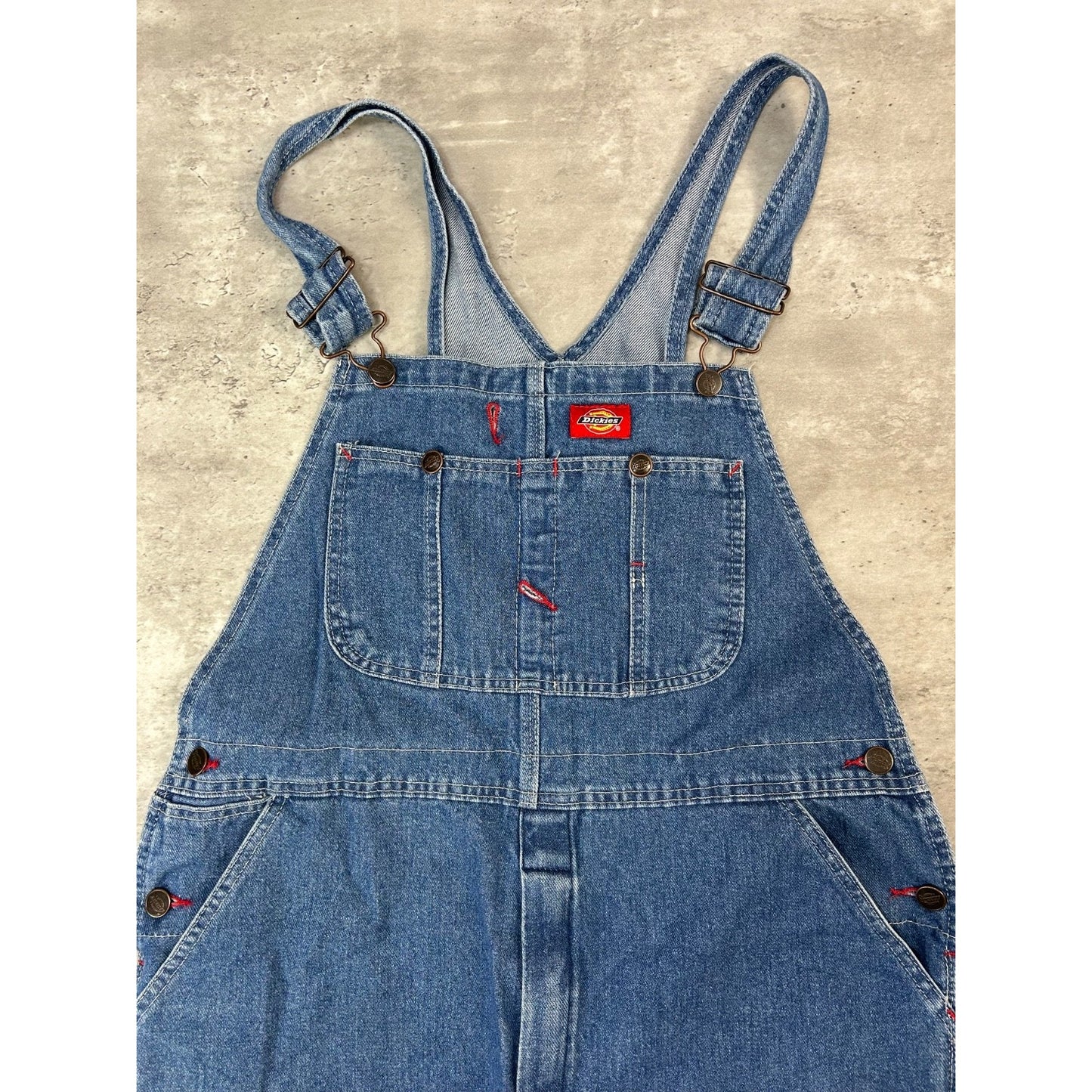 Dickies Medium Wash Denim Workwear Carpenter Overall Pants Size 41 Blue