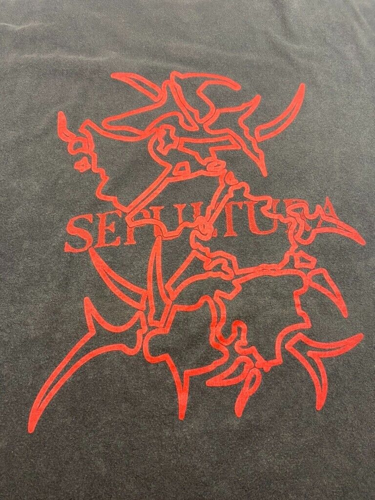 Vintage Sepultra Roots Heavy Metal Music Graphic T-Shirt Size Large Black