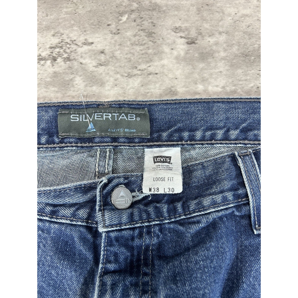 Vintage 2000s Levis Silvertab Loose Fit Dark Wash Denim Pants Size 38 Blue
