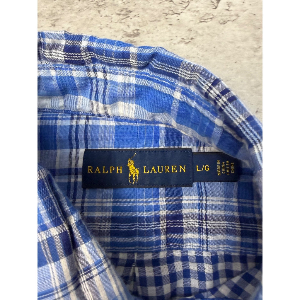 Vintage Polo Ralph Lauren Embroidered Pony Cropped Button Up Shirt Size Large