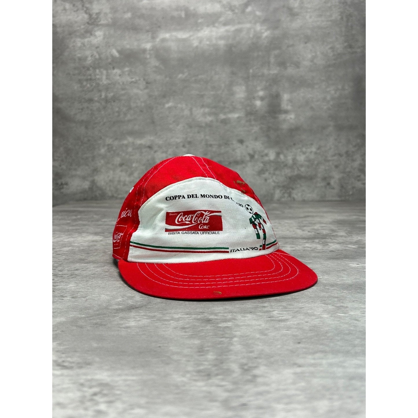 Vintage 1990 FIFA World Cup Italia 90 Coca Cola Flexfit Hat OSFA