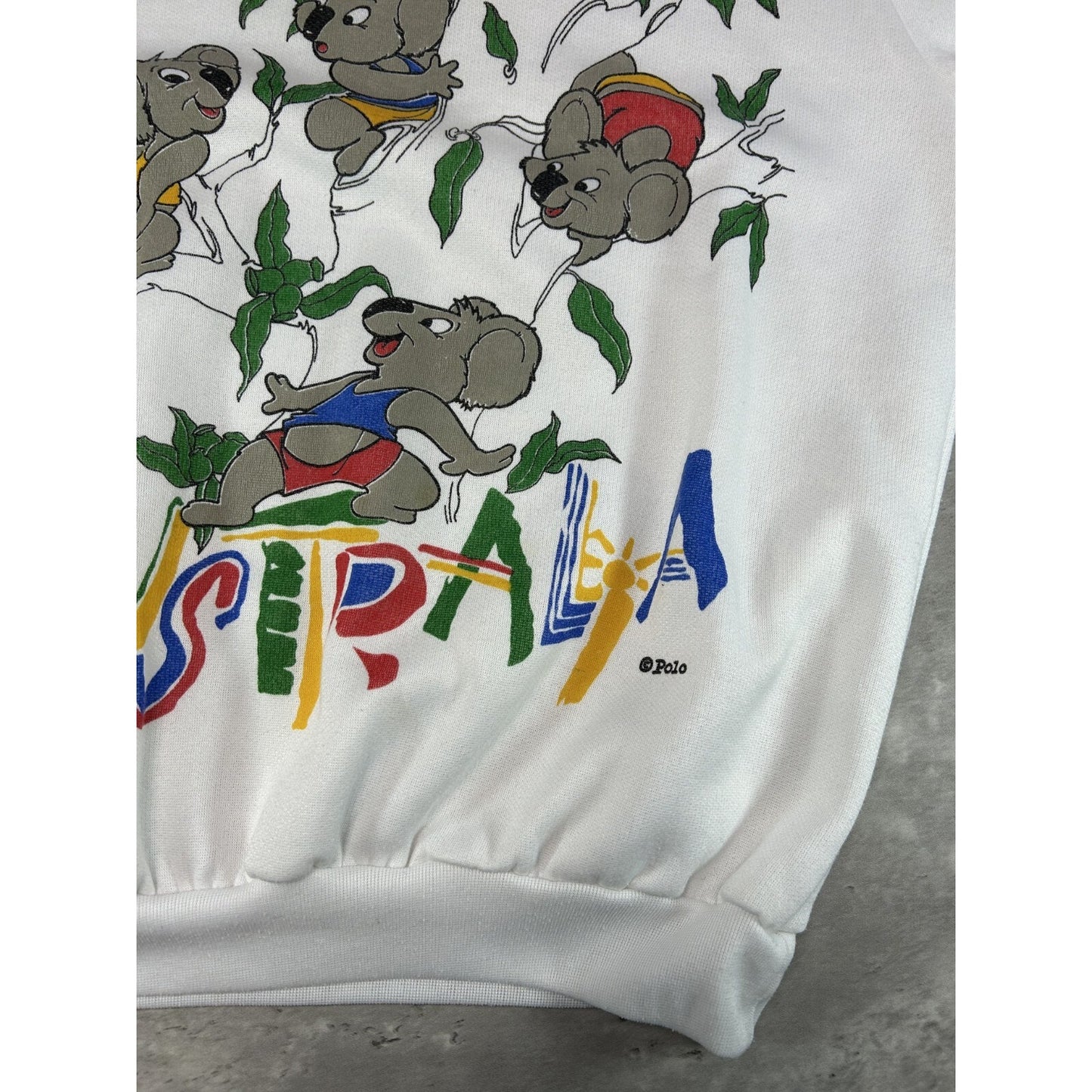 Vintage 90s Polo Australia Cartoon Koala Animal Graphic Sweatshirt Size XL