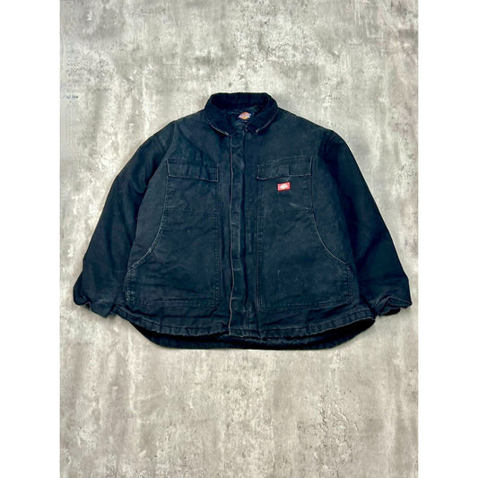 Vintage Dickies Quilted Lined Canvas Work Wear Jacket Size 2XL Black