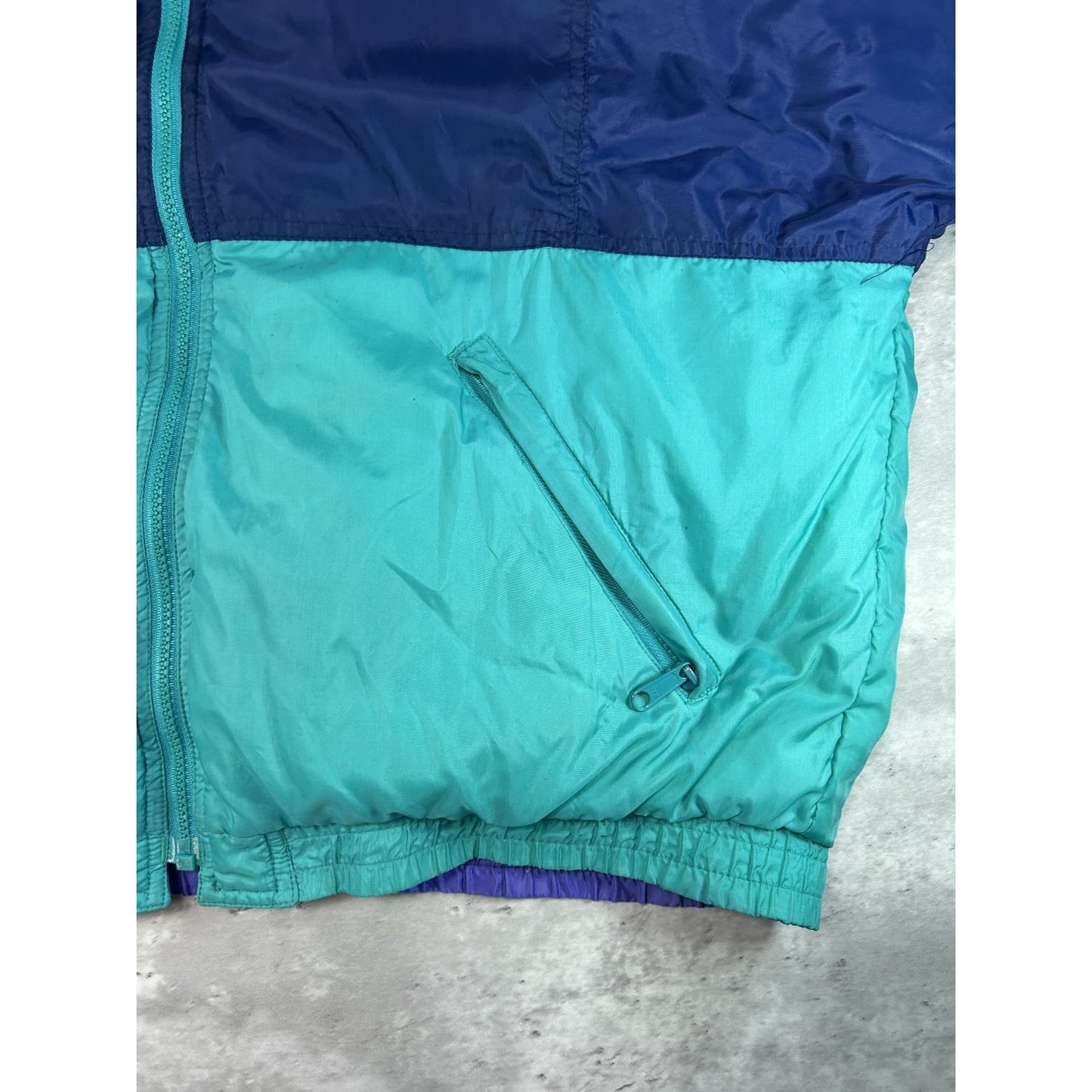 Vintage 90s Eddie Bauer Full Zip Two Tone Reversible Nylon Puffer Jacket Large