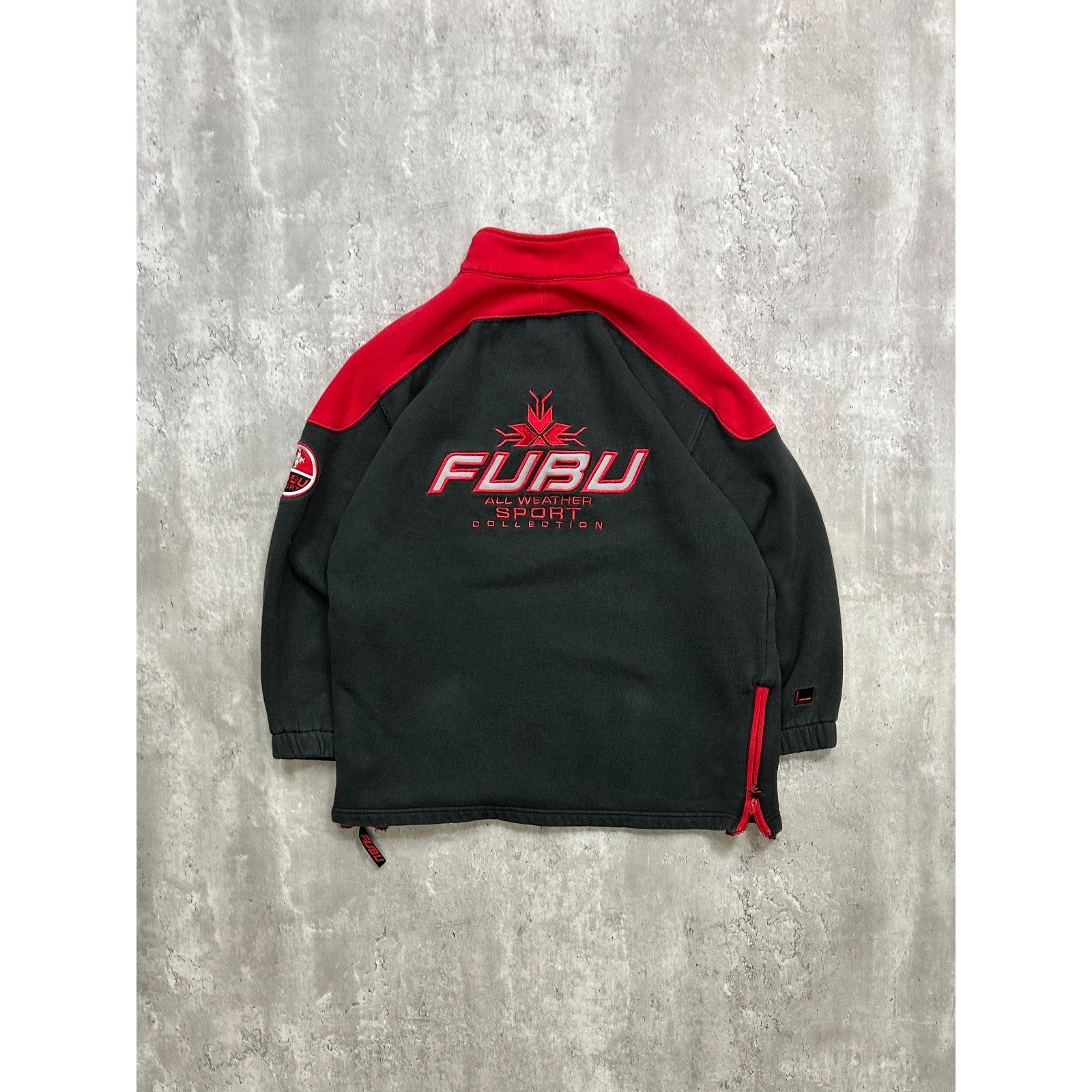 Vintage Y2K Fubu Embroidered 1/4 Button Pullover Sweatshirt Size YOUTH Large