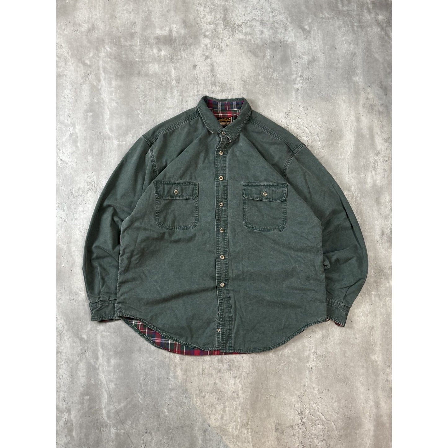 Vintage 90s Eddie Bauer Long Sleeve Double Pocket Button Up Shirt Size Large