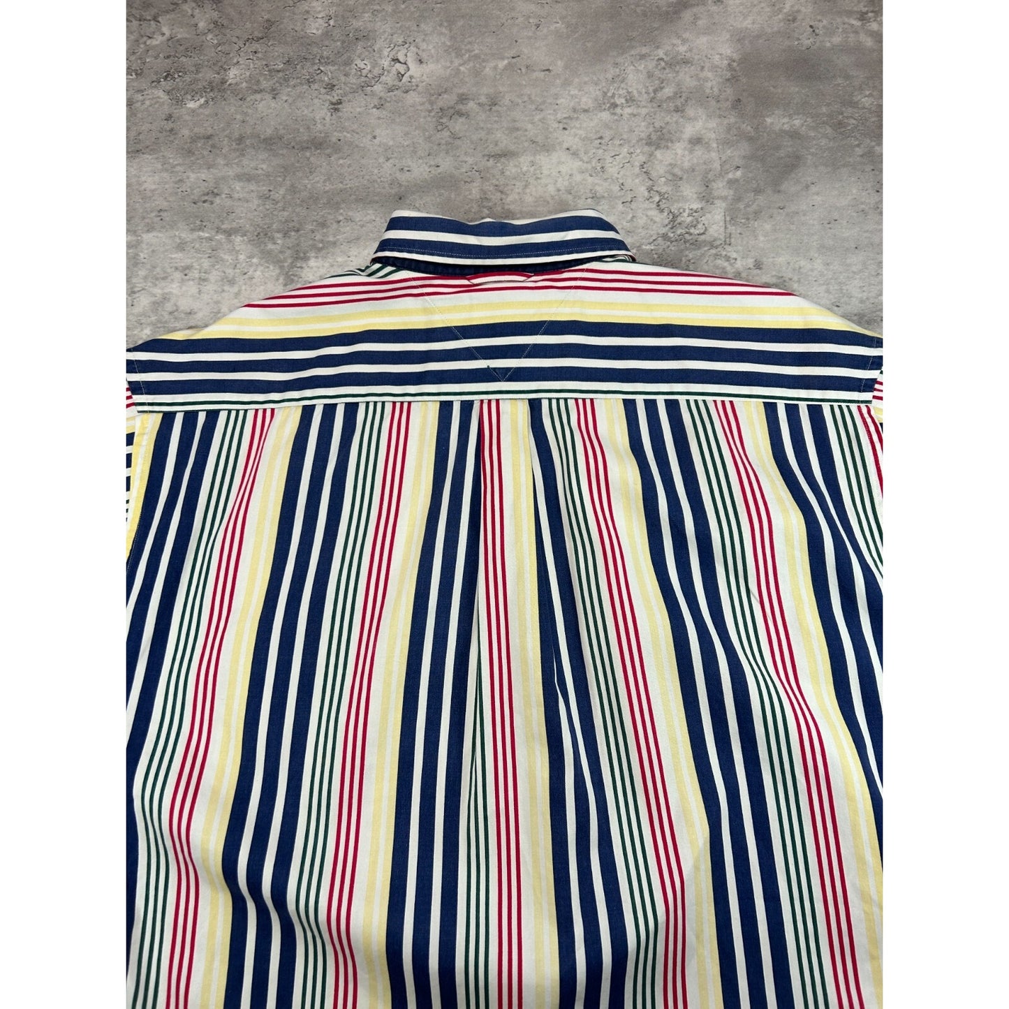 Vintage 90s Tommy Hilfiger Striped Cropped Button Up Shirt Size XL