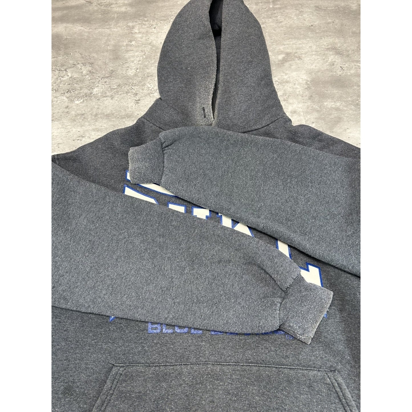 Vintage 90s Duke Blue Devils NCAA Graphic Spellout Hooded Sweatshirt Size Large