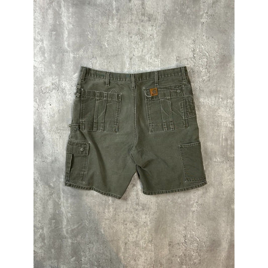 Vintage Carhartt Canvas Workwear Carpenter Cargo Shorts Size 38