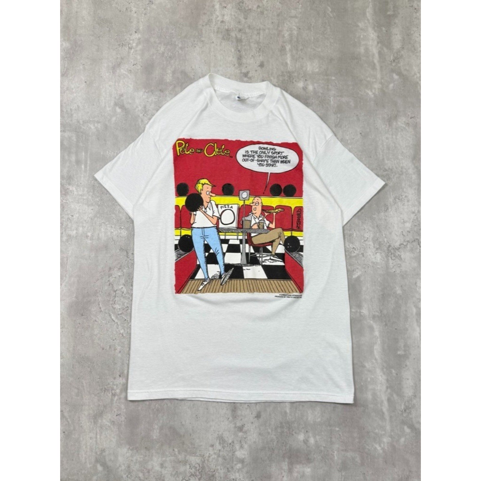 Vintage 90s Pete & Clete Out Of Shape Bowling Graphic T-Shirt Size Large