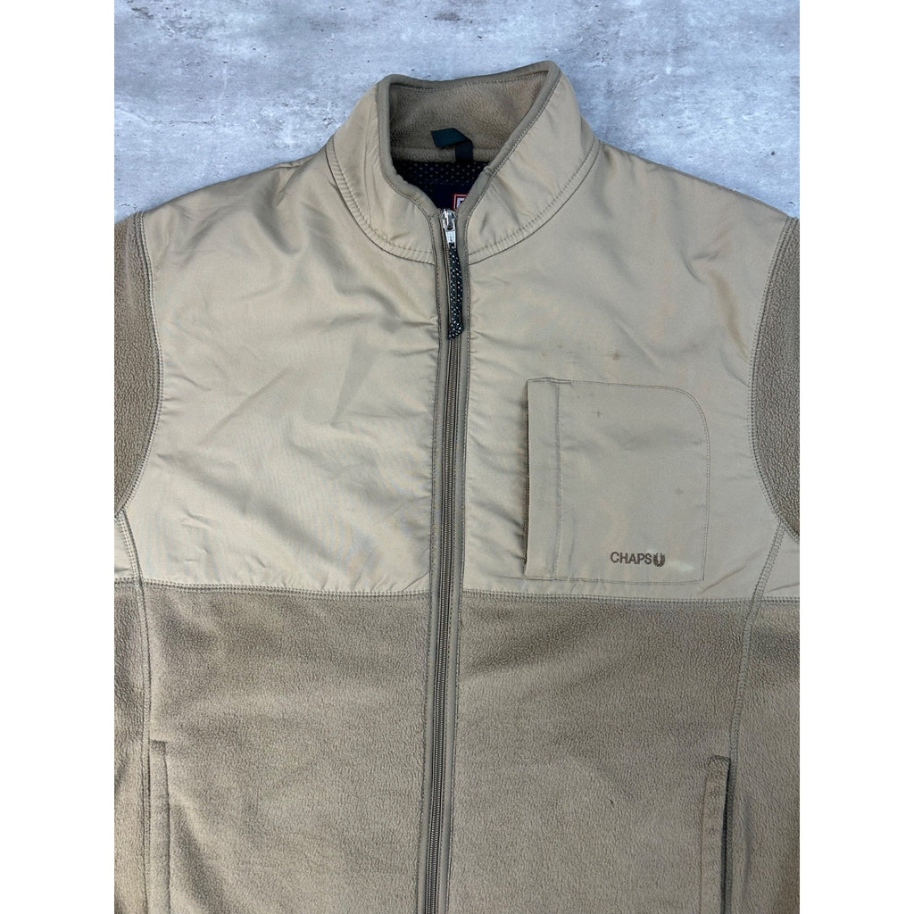 Vintage Chaps Ralph Lauren Earth Tone Full Zip Fleece Sweatshirt Size Large