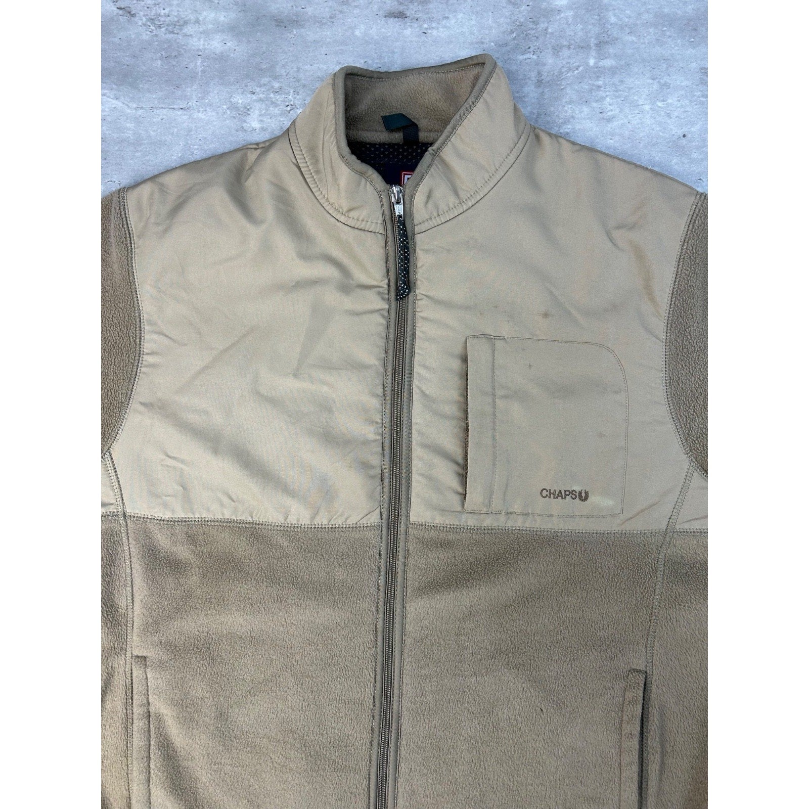 Vintage Chaps Ralph Lauren Earth Tone Full Zip Fleece Sweatshirt Size Large