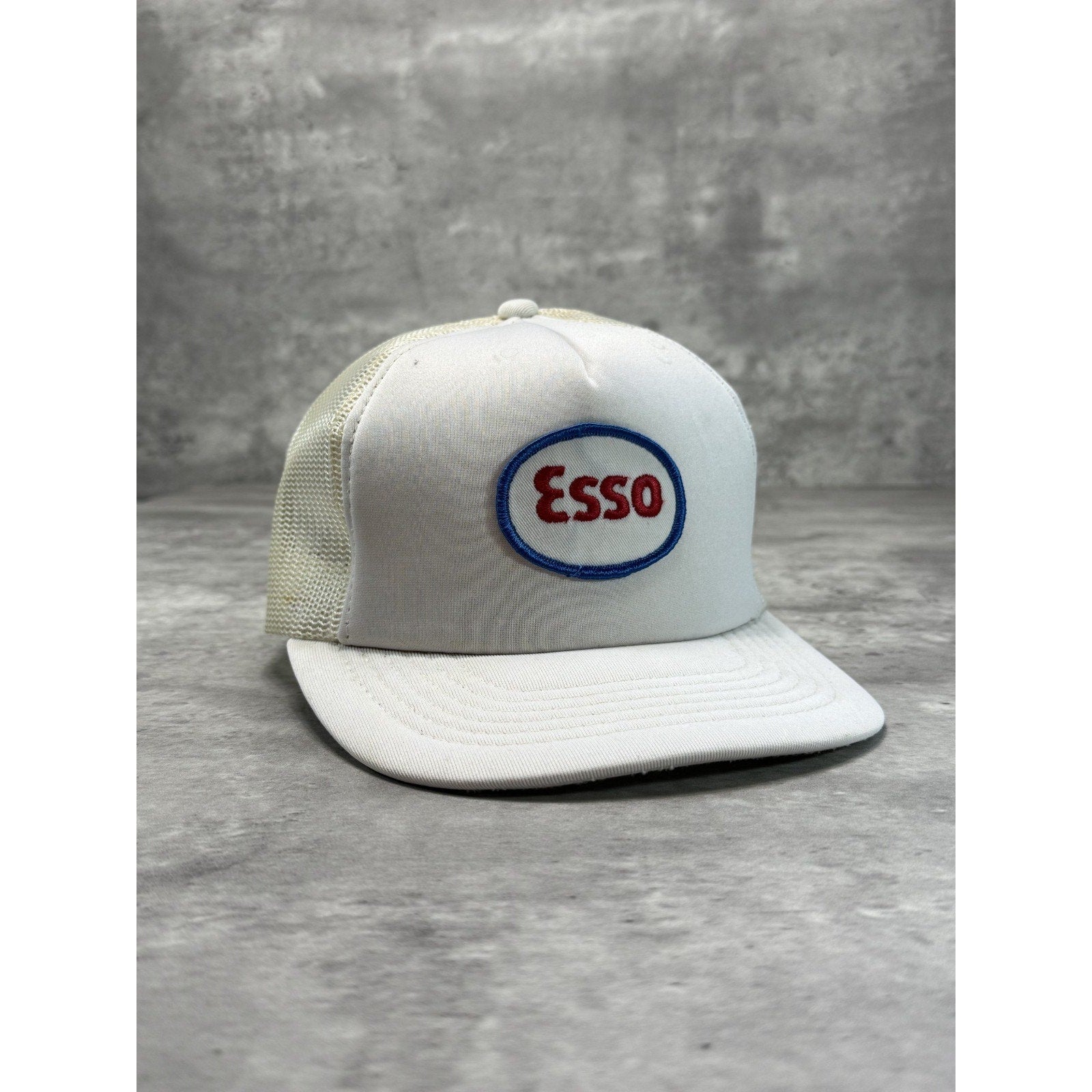 Vintage 80s/90s Esso Gas Embroidered Patch Trucker Snapback Hat OSFA