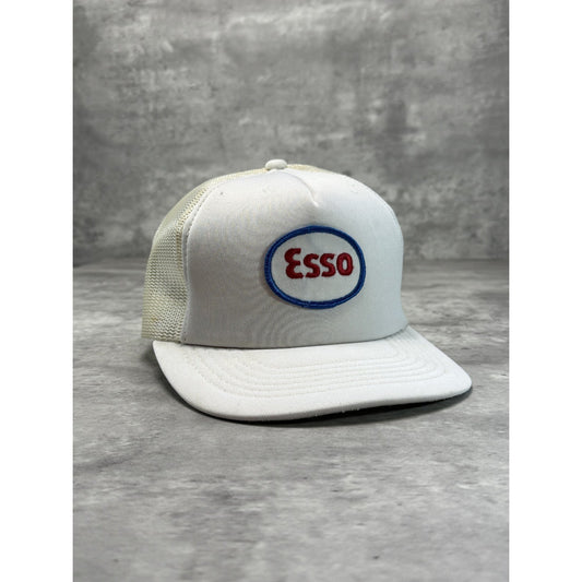 Vintage 80s/90s Esso Gas Embroidered Patch Trucker Snapback Hat OSFA