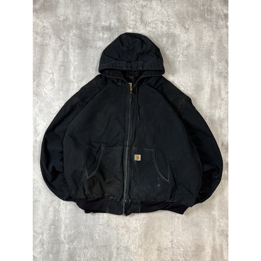 Vintage Carhartt Insulated Canvas Workwear Hooded Active Jacket Size 5XL Black