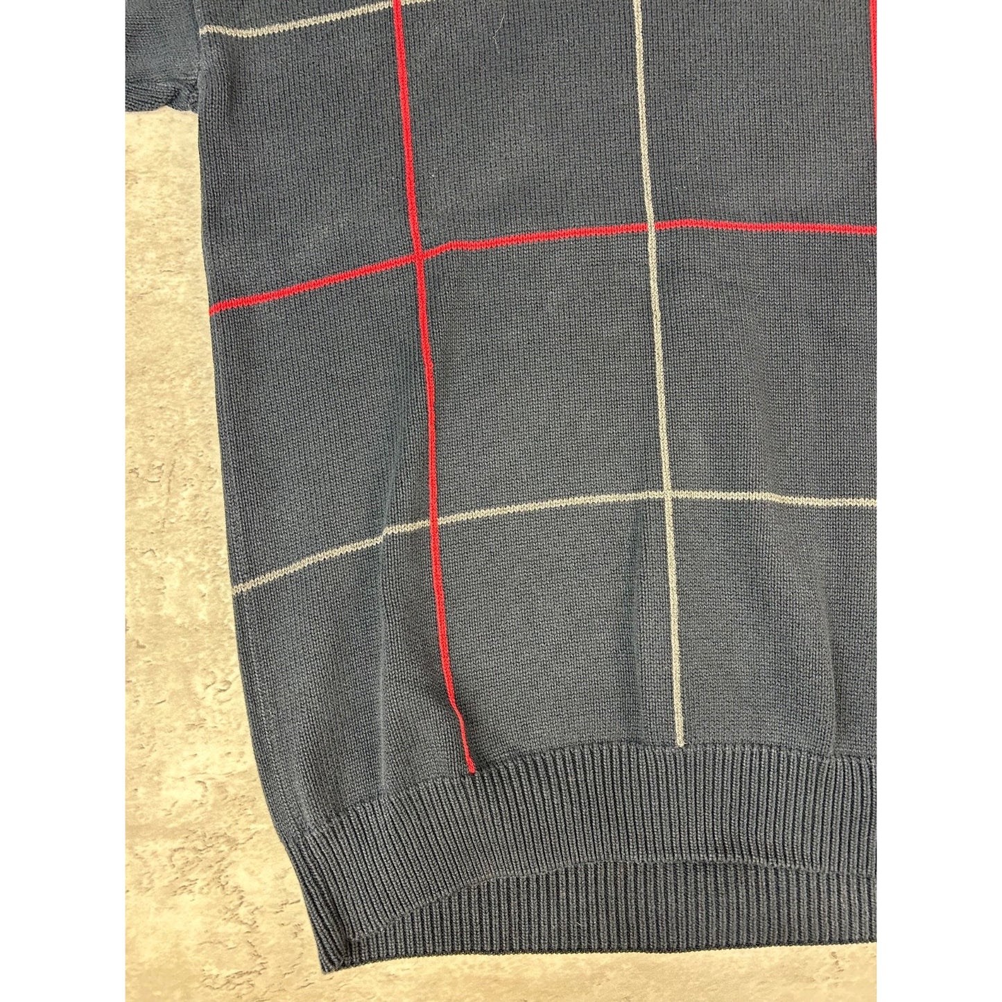 Vintage Nautica Embroidered Logo Checkered Knit Sweater Size XXL