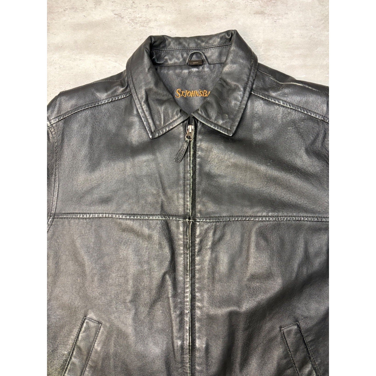 Vintage St. Johns Bay Full Zip Black Leather Jacket Size Medium