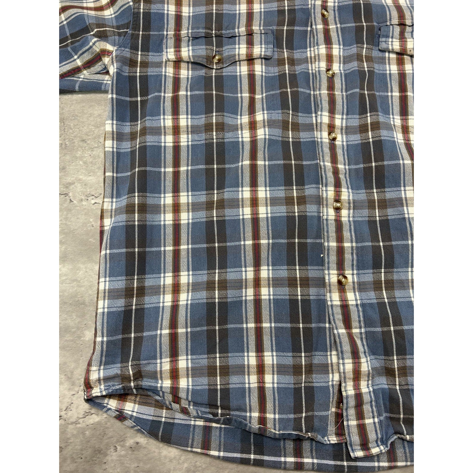 Vintage 90s Eddie Bauer Plaid Long Sleeve Double Pocket Button Up Shirt Medium