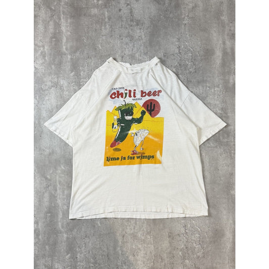 Vintage 90s Chili Beer Lime Is For Wimps Cartoon Beer Promo T-Shirt Size XL