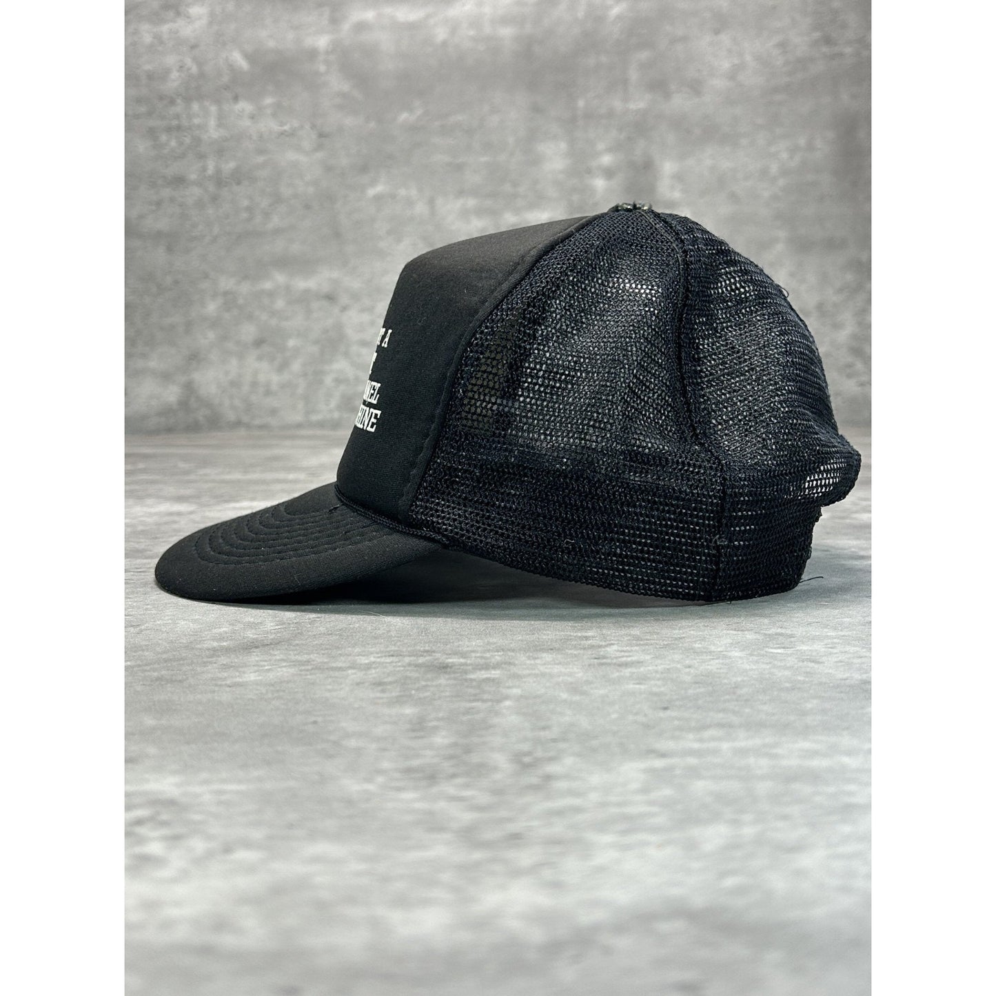 Vintage 80s Not A Bald Spot Comedy Slogan Trucker Snapback Hat OSFA Black