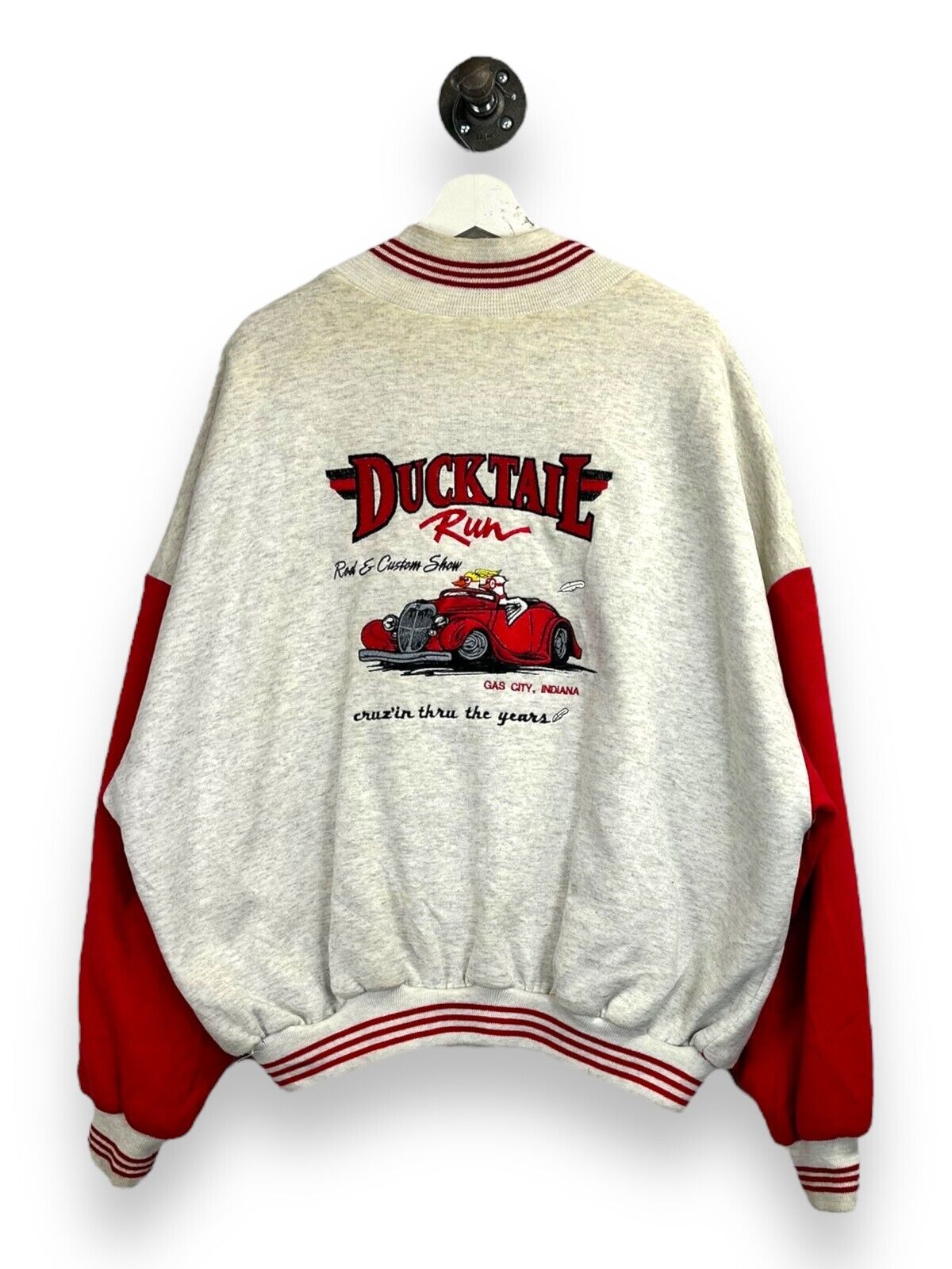 Vintage 90s Ducktail Run Indiana Car Show Destination Bomber Jacket Sz 2XL