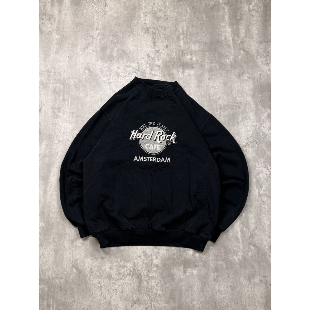 Vintage 90s Hard Rock Cafe Amsterdam Embroidered Destination Sweatshirt Sz Large
