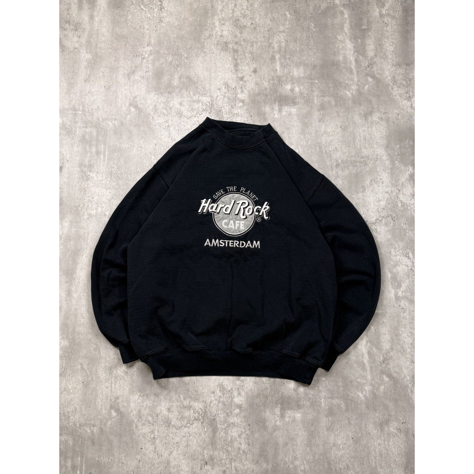 Vintage 90s Hard Rock Cafe Amsterdam Embroidered Destination Sweatshirt Sz Large