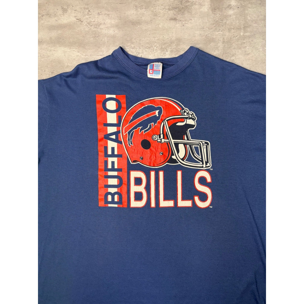 Vintage 90s Buffalo Bills NFL Helmet Graphic Spellout T-Shirt Size 3XL