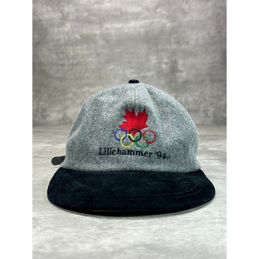 Vintage 1994 Lillehammer Olympics Embroidered Logo Wool Strapback Hat OSFA