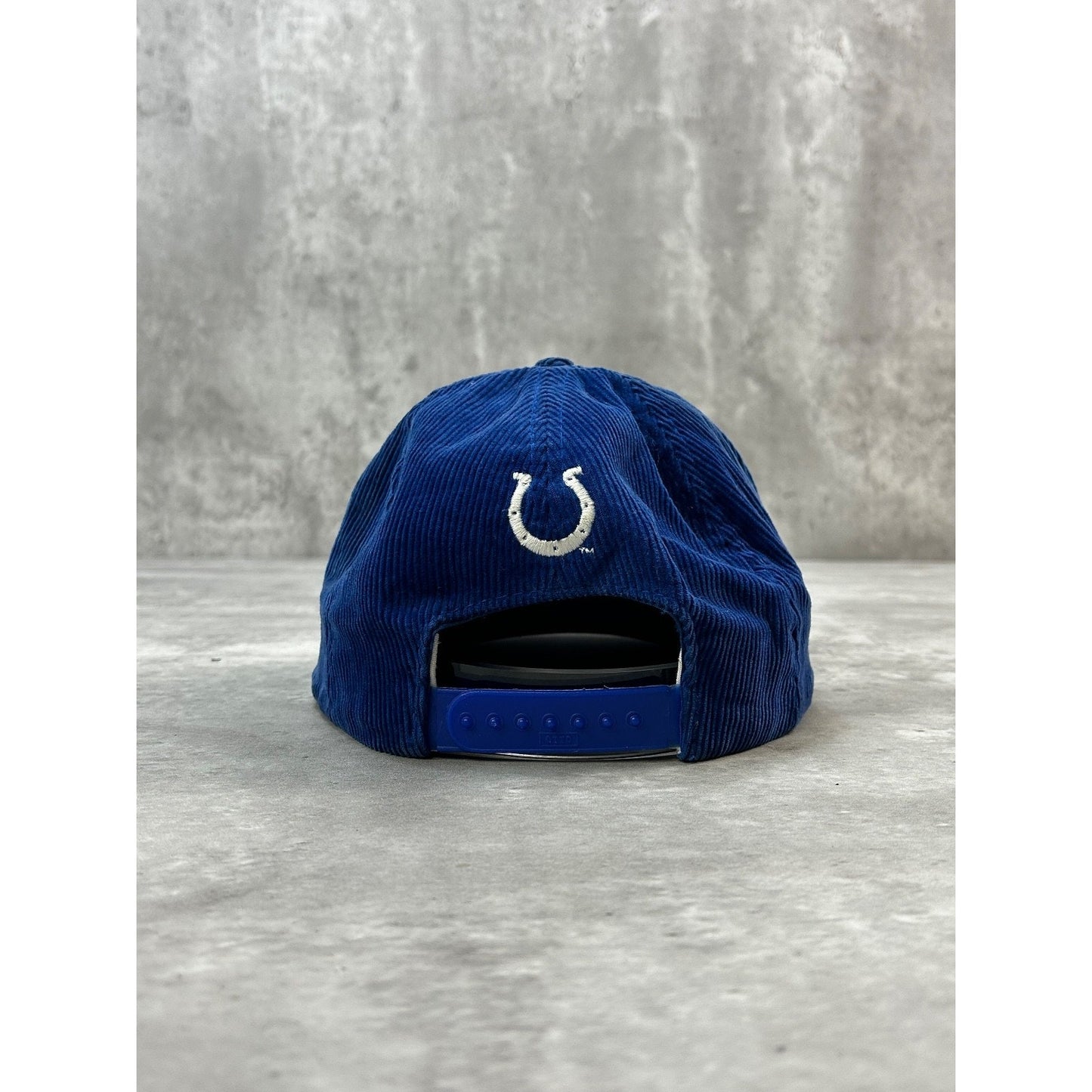 VTG 90s Indianapolis Colts NFL Embroidered Spellout Corduroy Snapback Hat OSFA