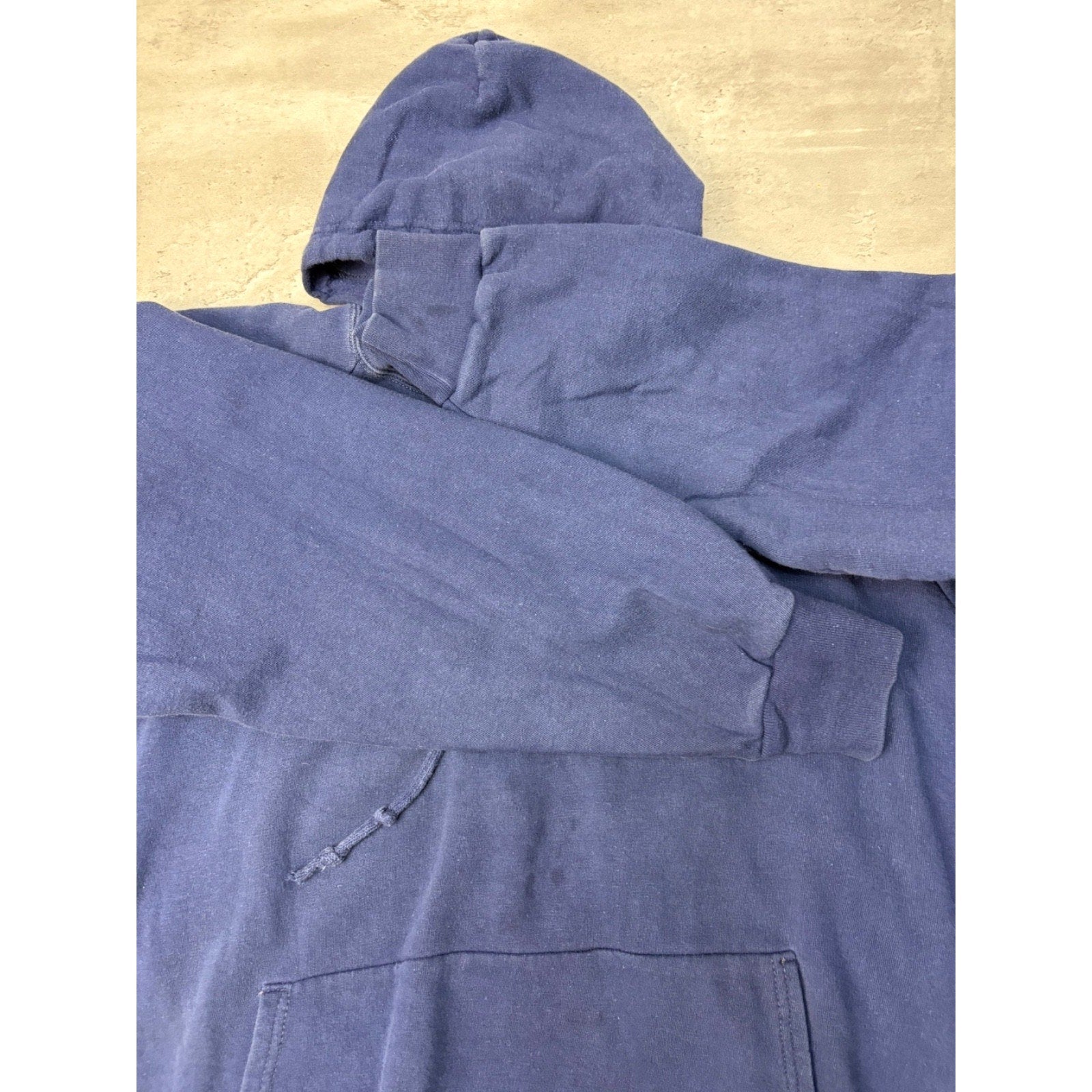 Vintage 1980s Thermal Lined Blank Full Zip Hooded Navy Sweatshirt Size XL