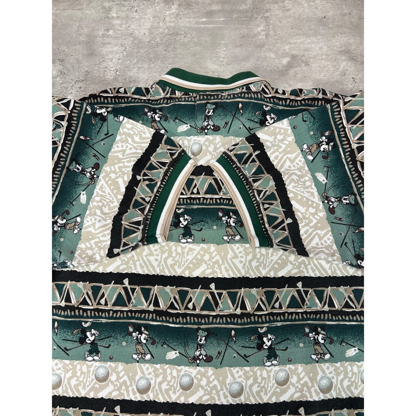 Vintage 90s Disney Mickey Mouse Golf All Over Print Polo Button Up Shirt Size XL