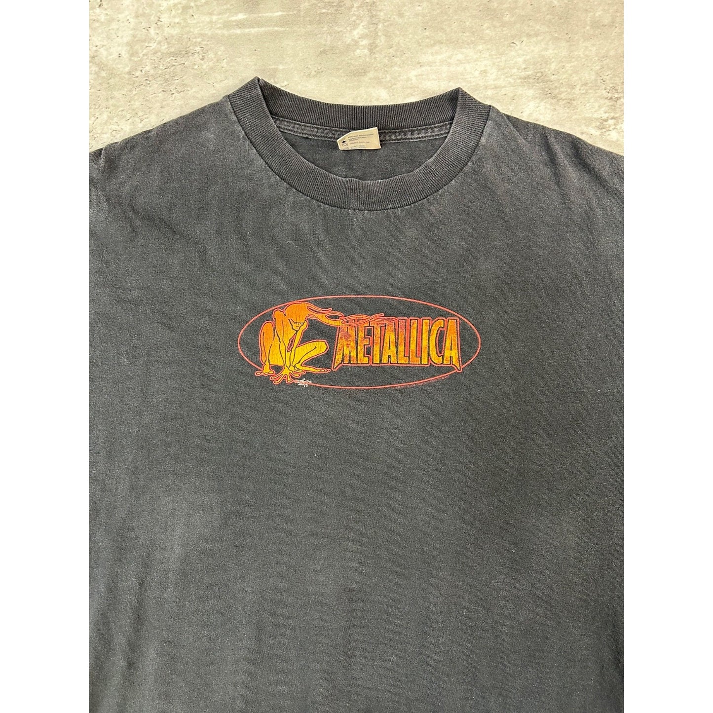 Vintage 90s Metallica Flame Graphic Long Sleeve Rock Music Band T-Shirt Size XL