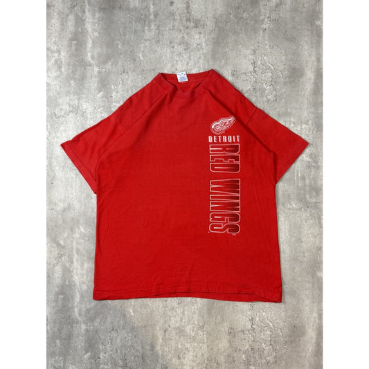 Vintage 90s Detroit Red Wings NHL Spellout Graphic Hockey T-Shirt Size Large
