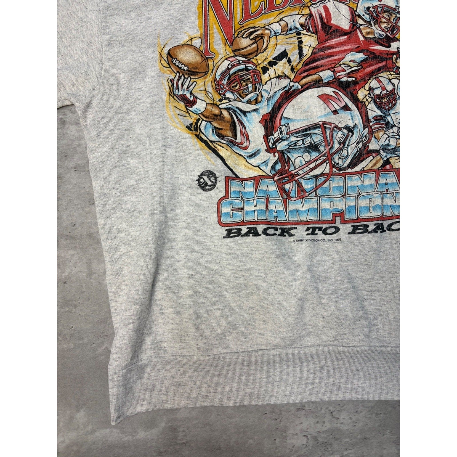 1995 Nebraska Cornhuskers NCAA Back 2 Back National Champs Sweatshirt Size XL