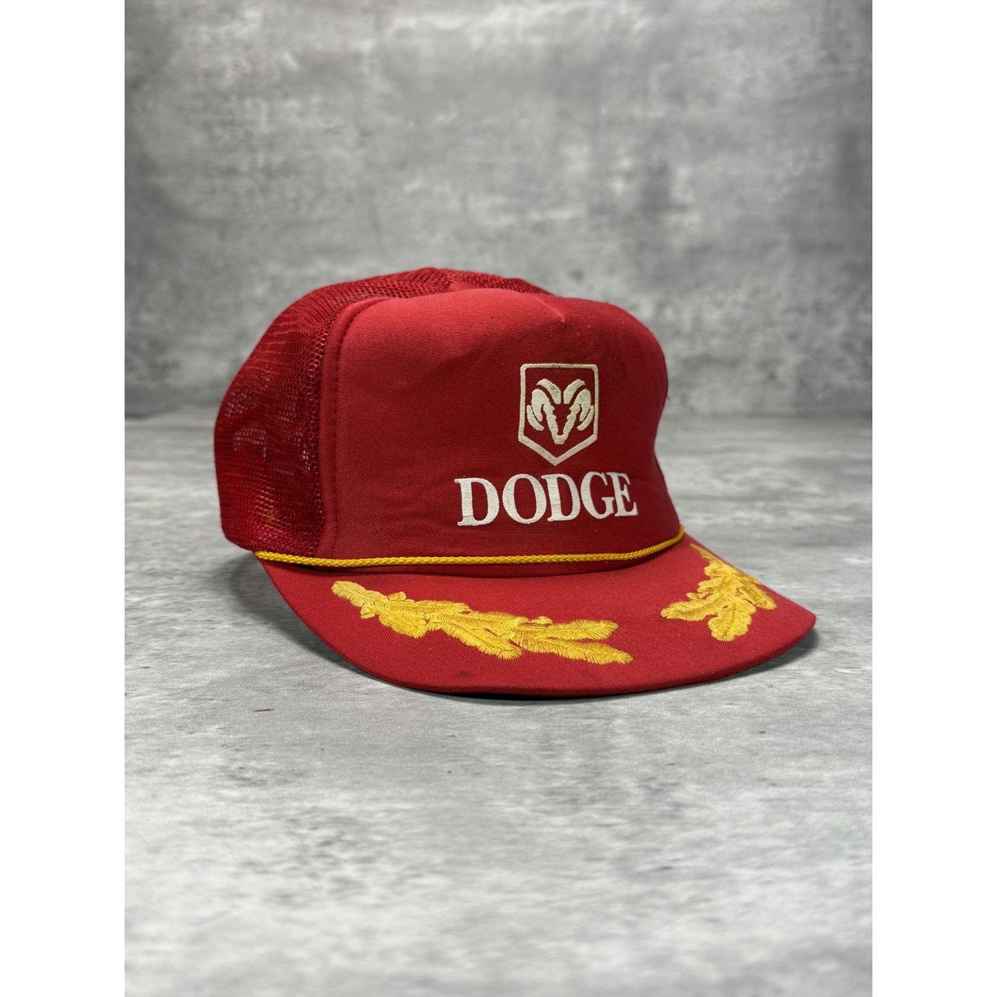 Vintage 80s Dodge Car Graphic Logo Scramble Eggs Trucker Snapback Hat OSFA