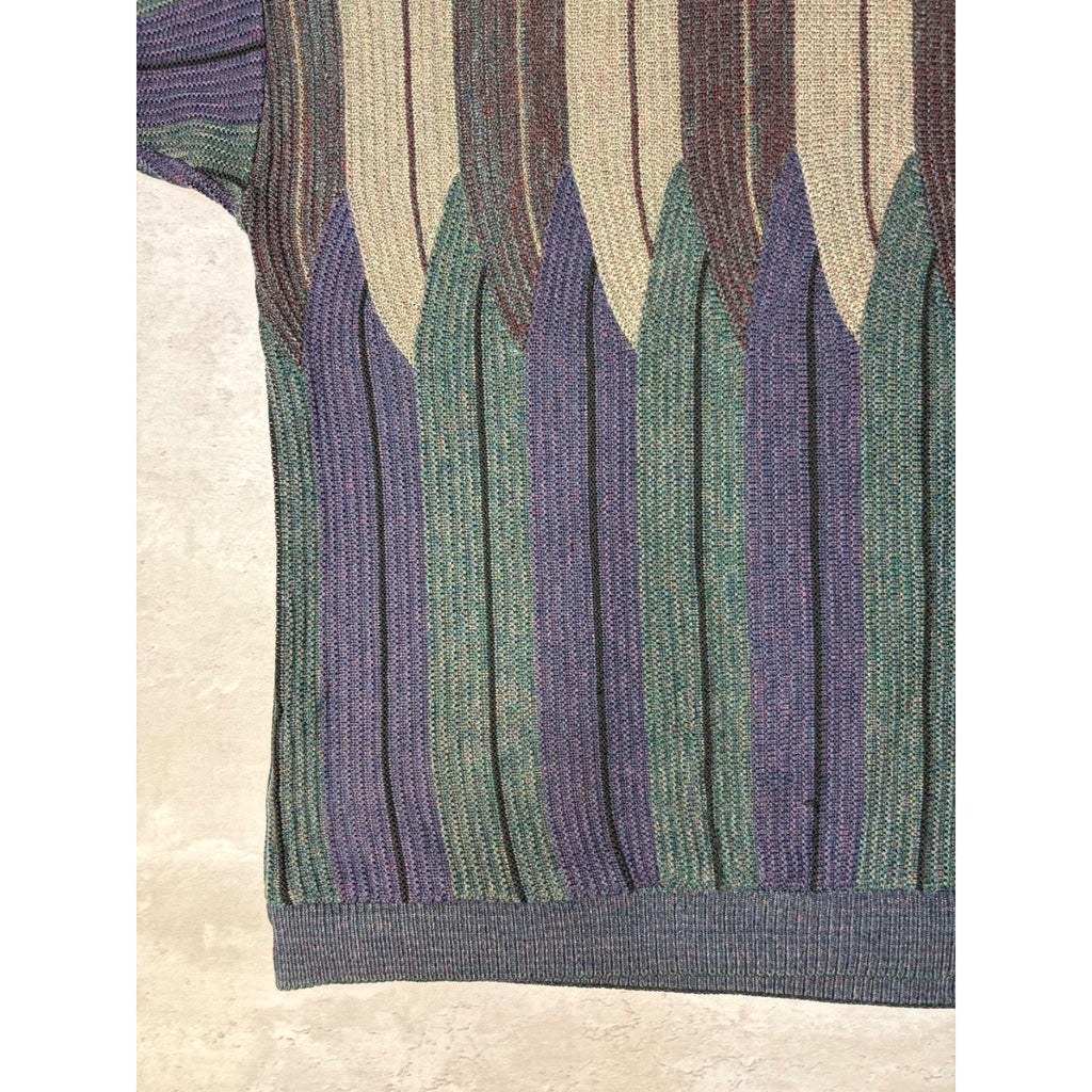 Vintage 90s Abstract Striped Pullover Knit Sweater Size Large