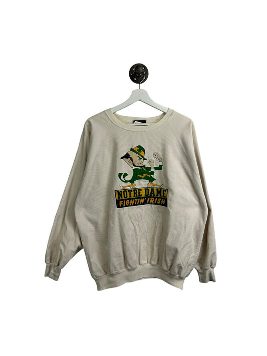 Vintage 80s/90s Notre Dame Fighting Irish NCAA Graphic Corduroy Sweatshirt Sz XL