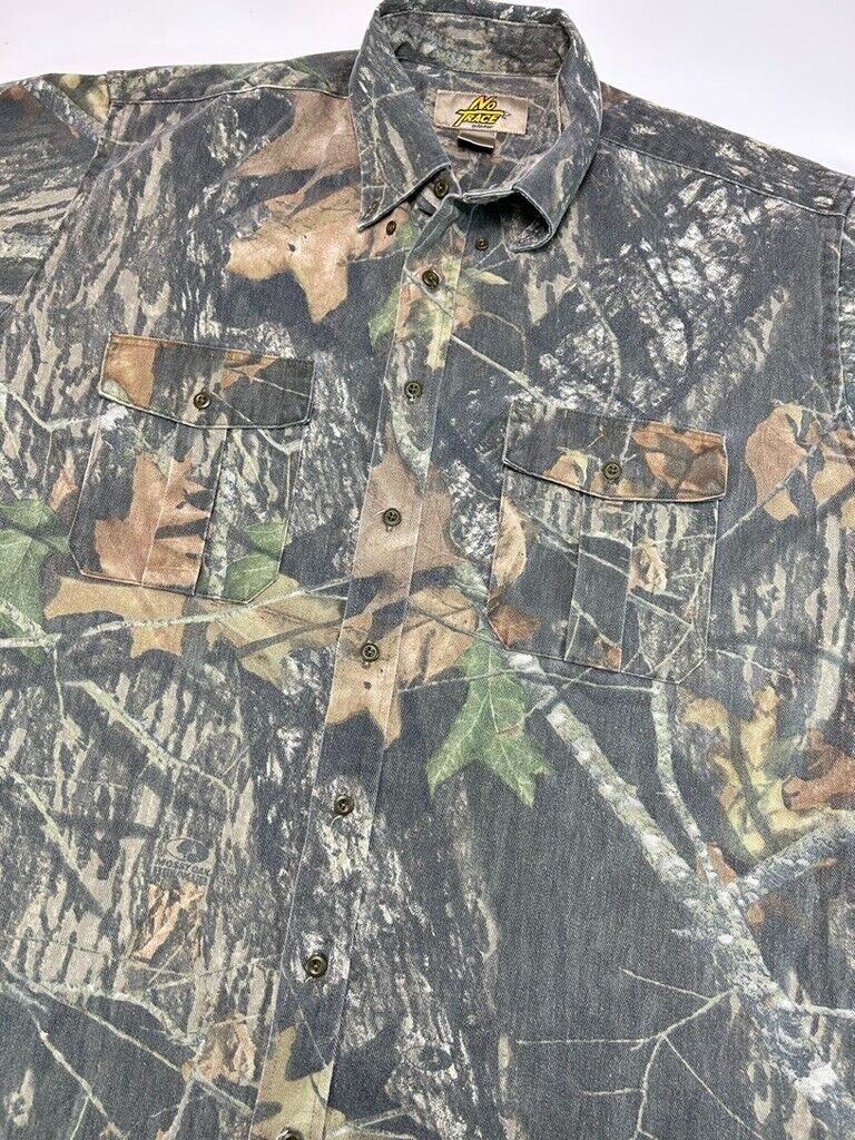 No Trace Mossy Oak Breakout Camo Long sleeve Hunting Button Up Shirt Size Large