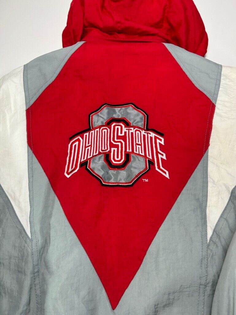 Vintage 90s Ohio State Buckeyes NCAA Insulated Reebok Hooded Jacket Size Medium