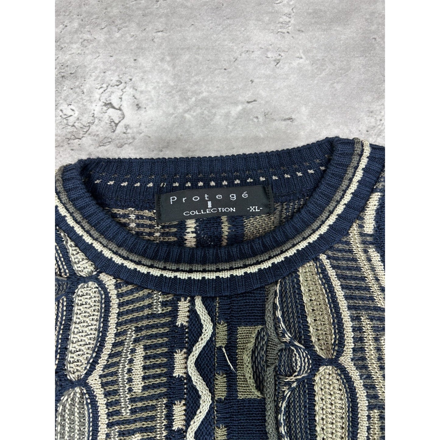 Vintage 90s Protege 3D Abstract Print Pullover Knit Sweater Size XL
