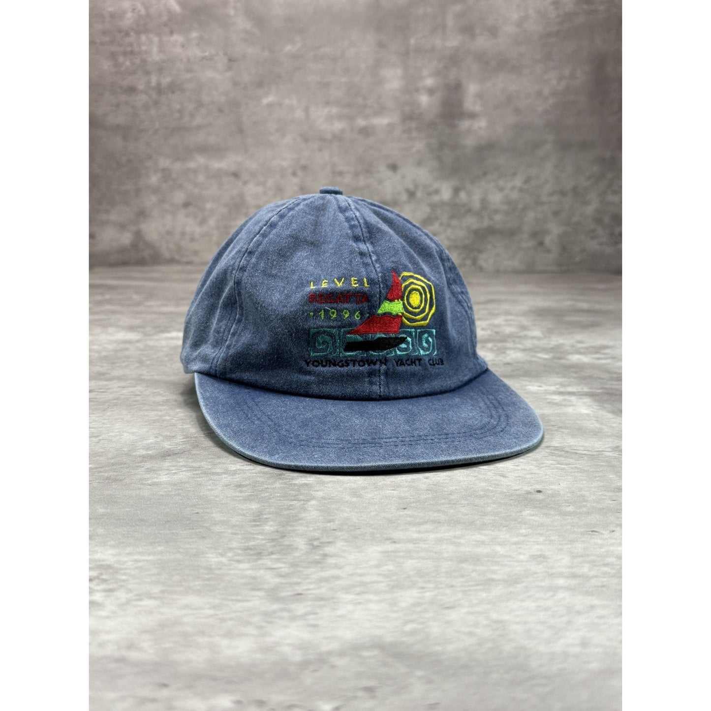 Vintage 1996 Level Regatta Yacht Club Embroidered Denim Strapback Hat OSFA