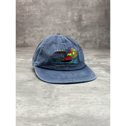Vintage 1996 Level Regatta Yacht Club Embroidered Denim Strapback Hat OSFA