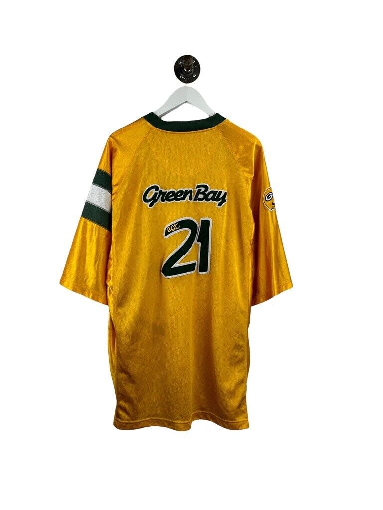 Vintage Green Bay Packers NFL Embroidered Spellout Logo Jersey Size XL Yellow