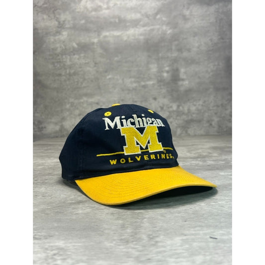 Vintage 90s Michigan Wolverines NCAA Embroidered Spellout Snapback Hat OSFA