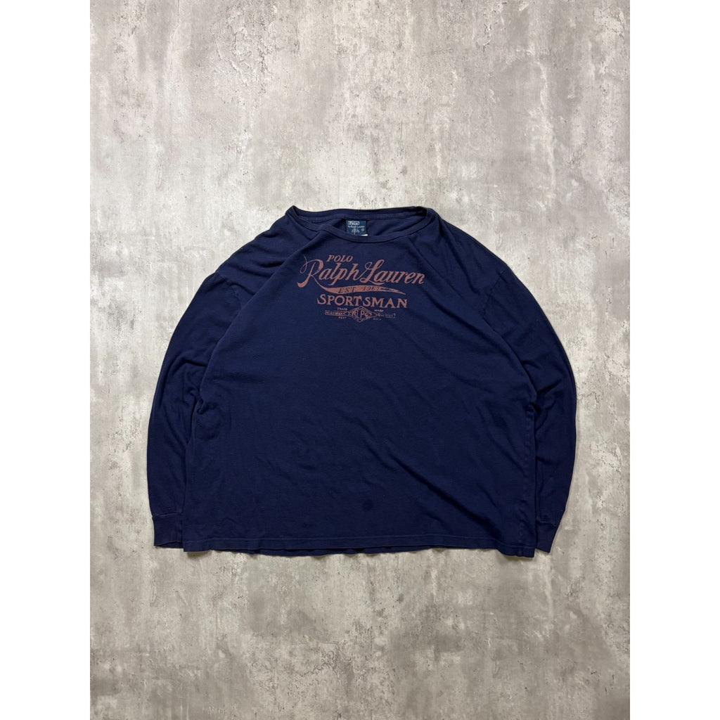 VTG 90s Polo Ralph Lauren Sportsman Script Spellout Long Sleeve T-Shirt Size 2XL